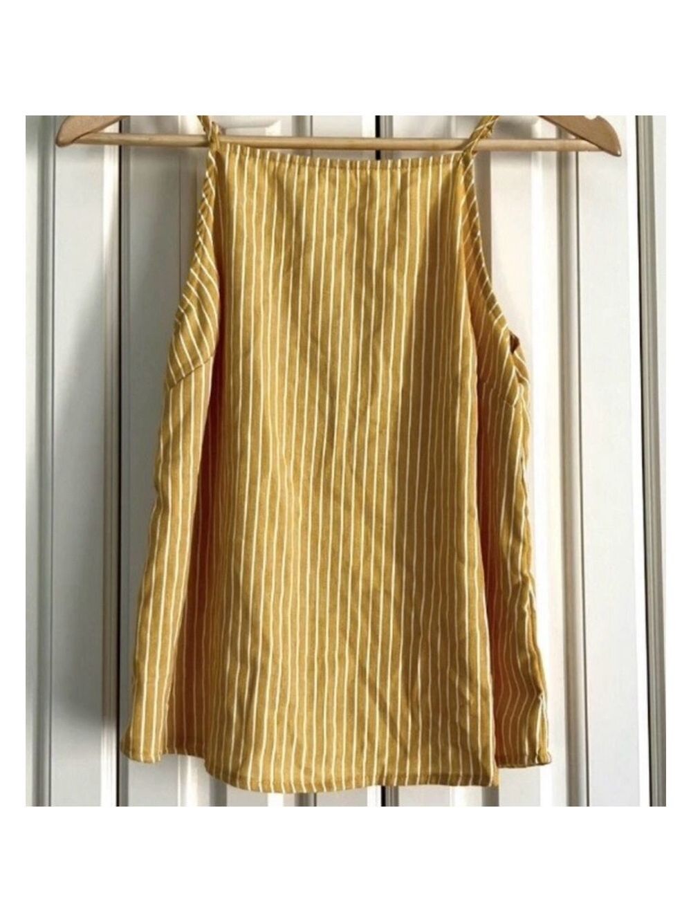 Harper Heritage Yellow White Stripe Spaghetti Strap Tank Top Small